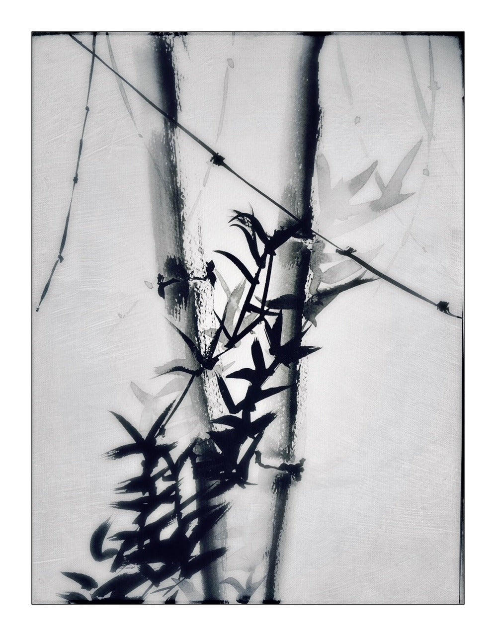 Bamboo I, ink painting of bamboo stems and leaves