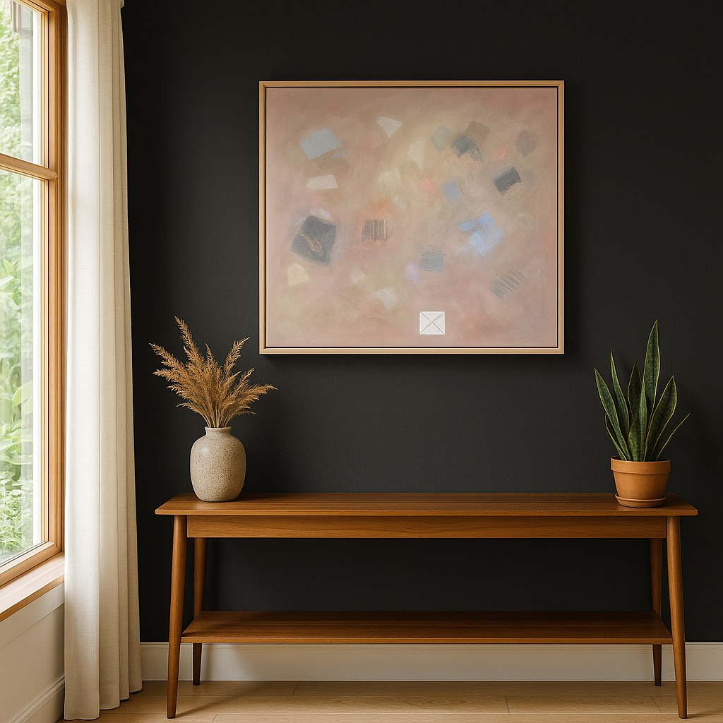 Blush Notes, shown in a room for scale