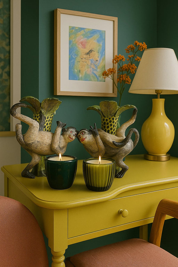 Ceramic figures, shown in a room for scale