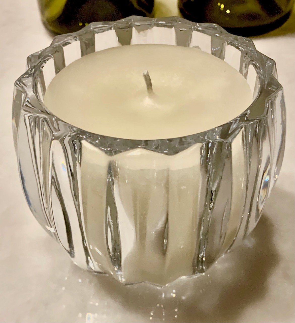 Candle in a cut glass bowl