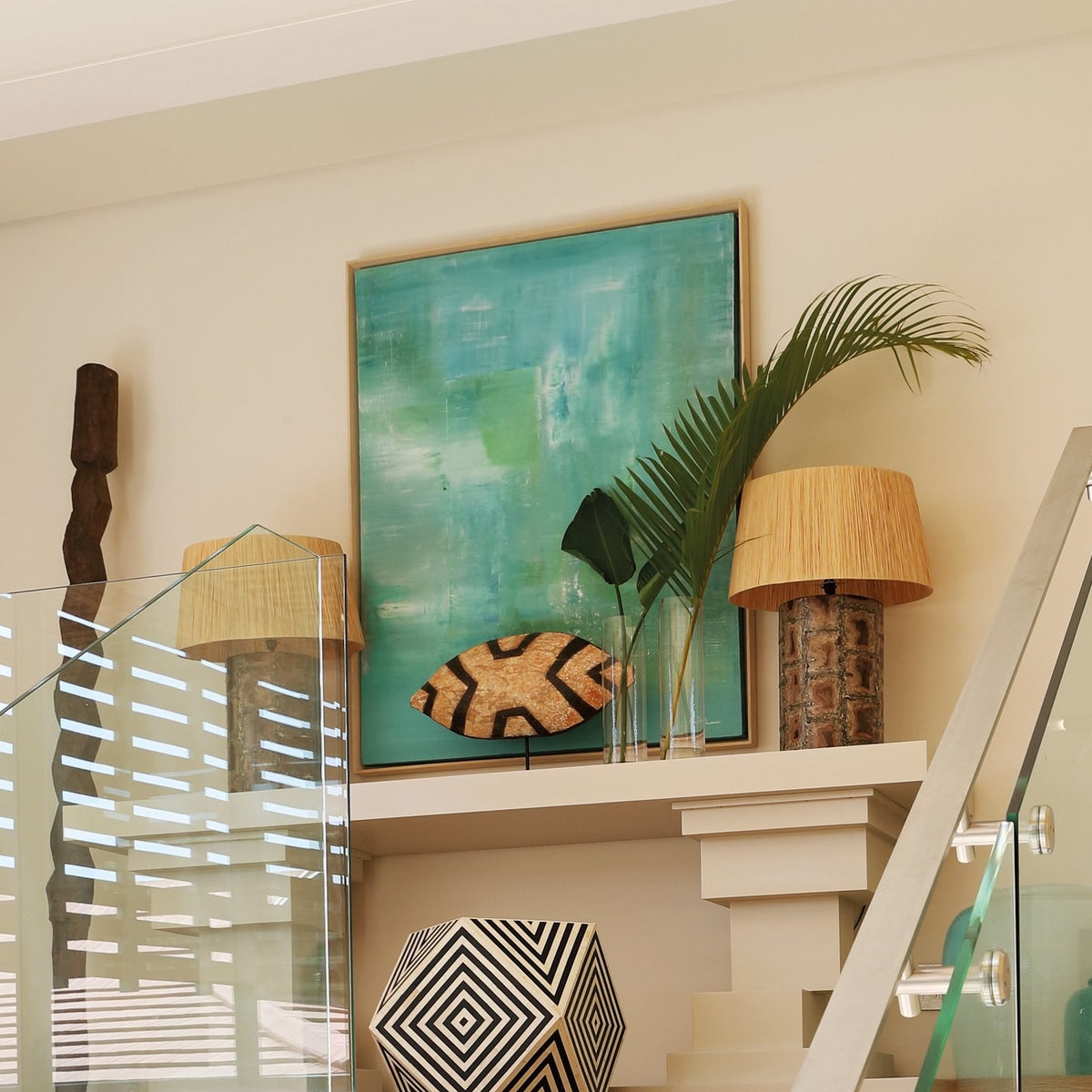 Lagoon on a landing above an open staircase