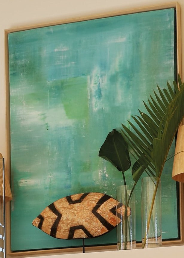 Lagoon, abstract painting in turquoise and green