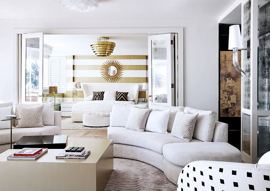 Andrea Bowman's Cape Town apartment, living room looking through to the bedroom